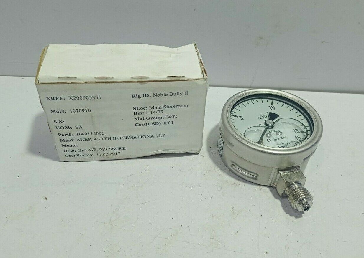 Wika 233.50.63 Pressure Gauge 0-16 Bar 897080WP 316SS