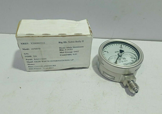 Wika 233.50.63 Pressure Gauge 0-16 Bar 897080WP 316SS