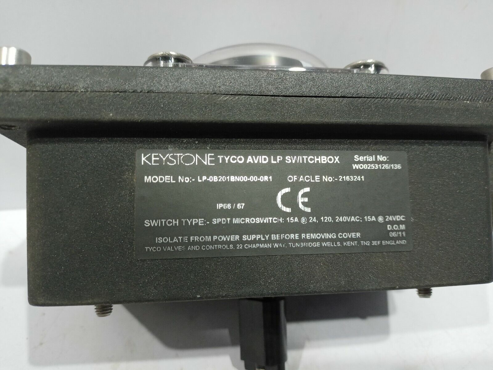 Tyco 2163241 Keystone LP-0B201BN00-00-0R1 Valve Position Monitor