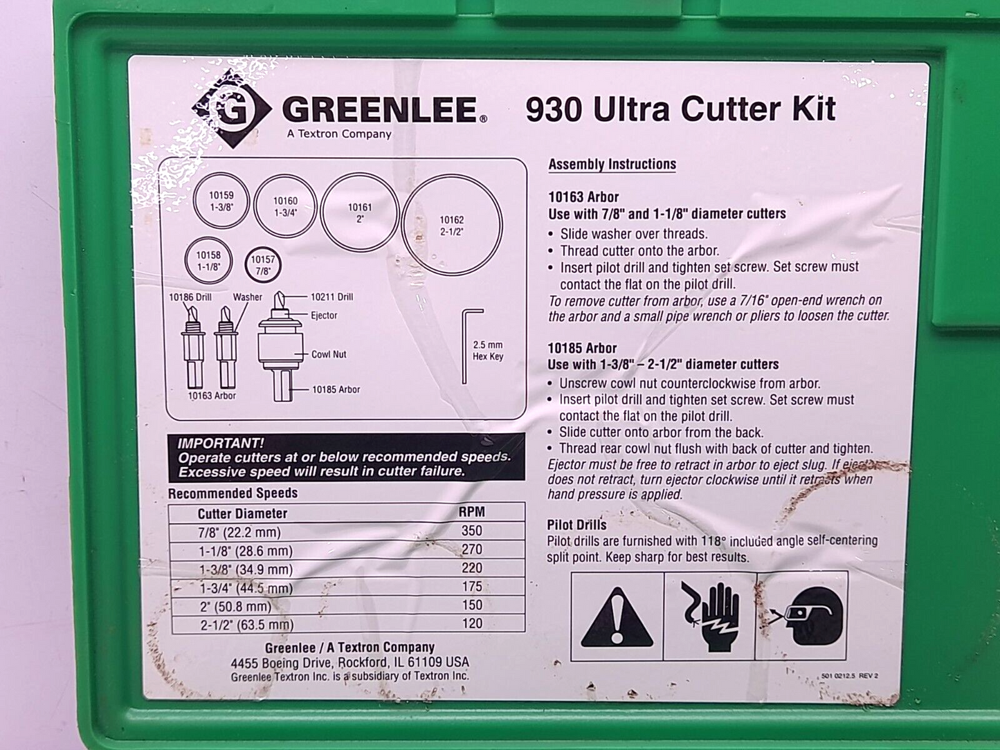 Greenlee 930 Ultra Cutter Kit Incomplete Kit