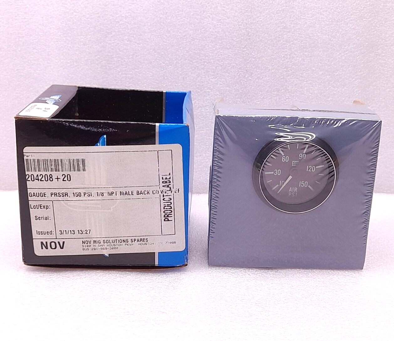 Stewart Warner 284-N Air Pressure Gauge 150PSI 284N NOV 204208+20 1/8”NPT