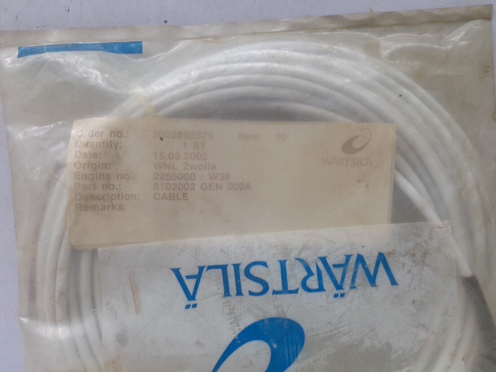 Wartsila 5102002 GEN 002A Cable