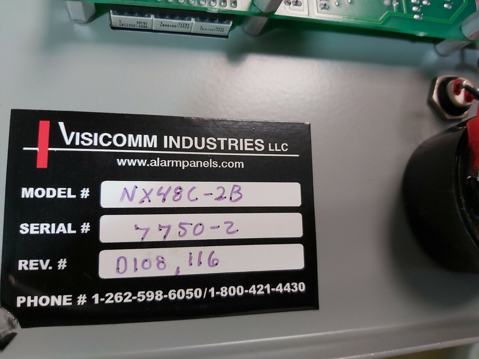 VISICOMM INDUSTRIES NX48C-2B ENGINE ALARM PANEL 
