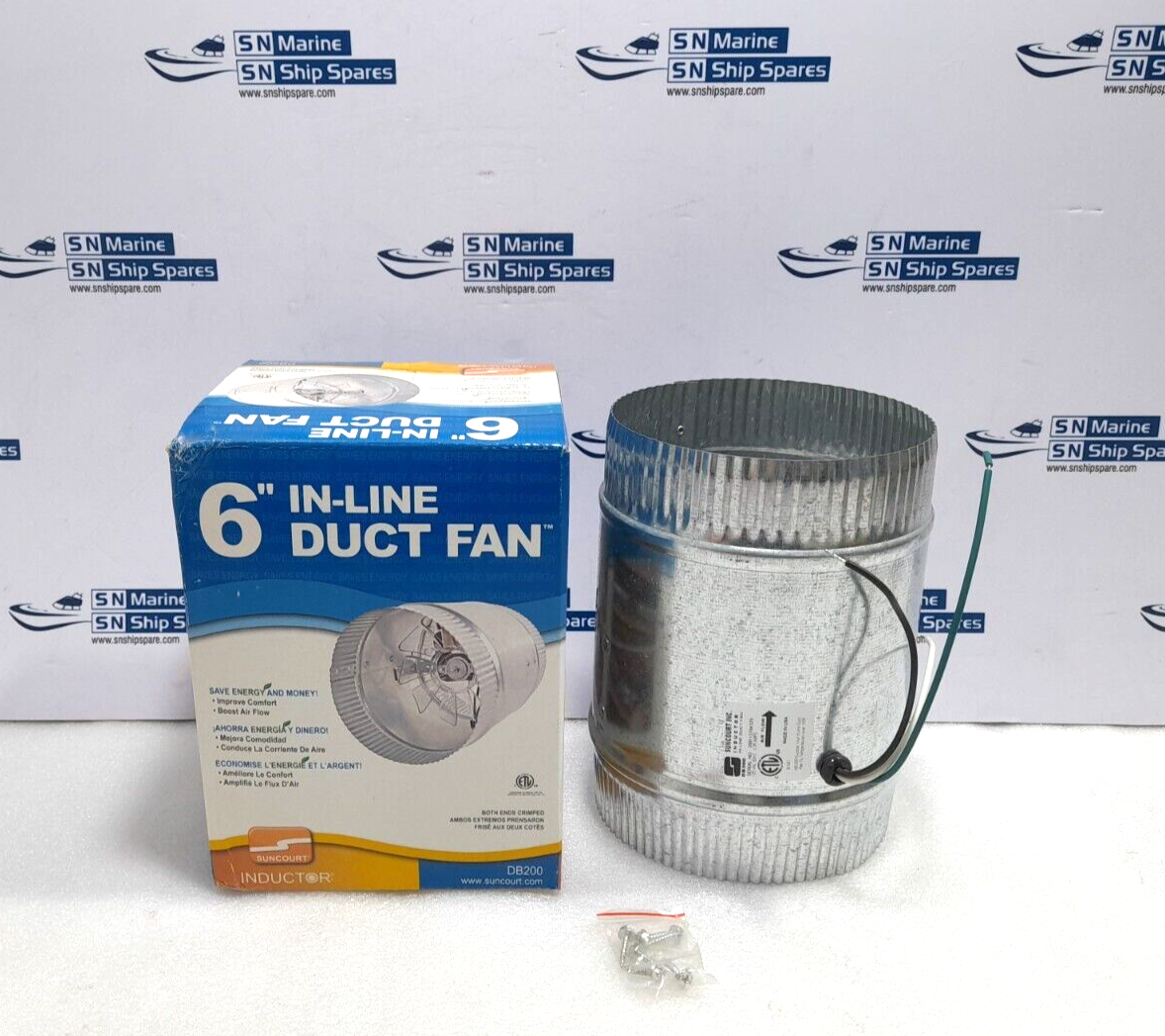 Suncourt DB200 Inductor 6” In-Line Duct Fan 120VAC 60Hz 0.35A