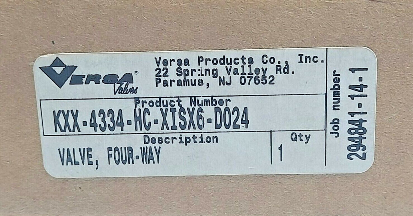 Versa KXX-4334-HC-XISX6-D024 Four-Way Valve 24VDC 1.6W