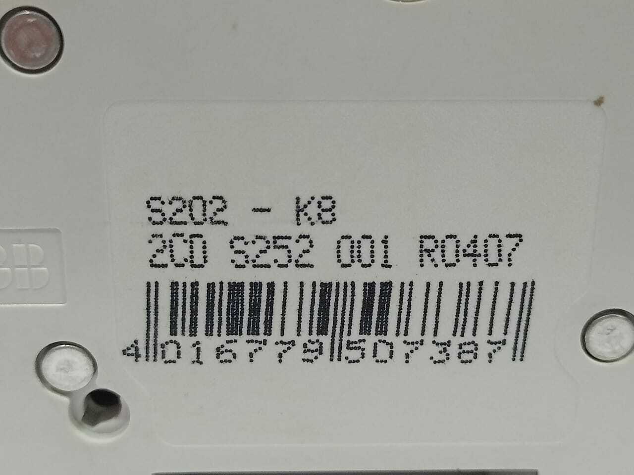 ABB S202 K8A Circuit Breaker S202-8A 277-480 VAC ~400