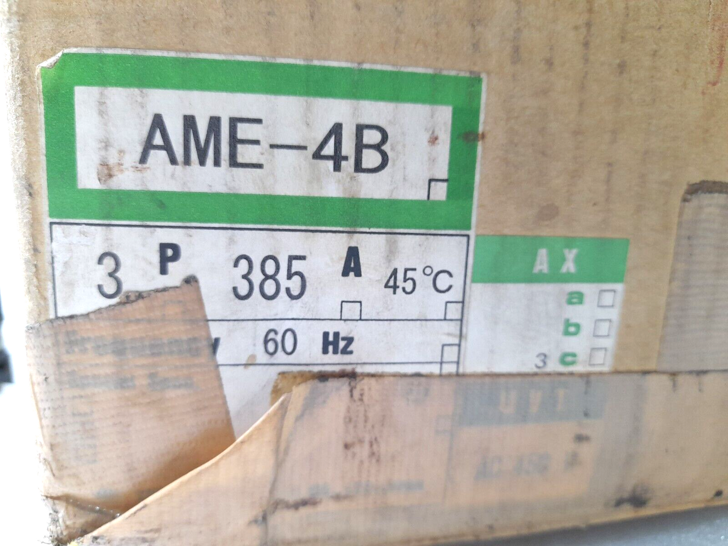 Terasaki AME-4B Air Circuit Breaker 385A 3P 480VAC 50/60Hz AME4B