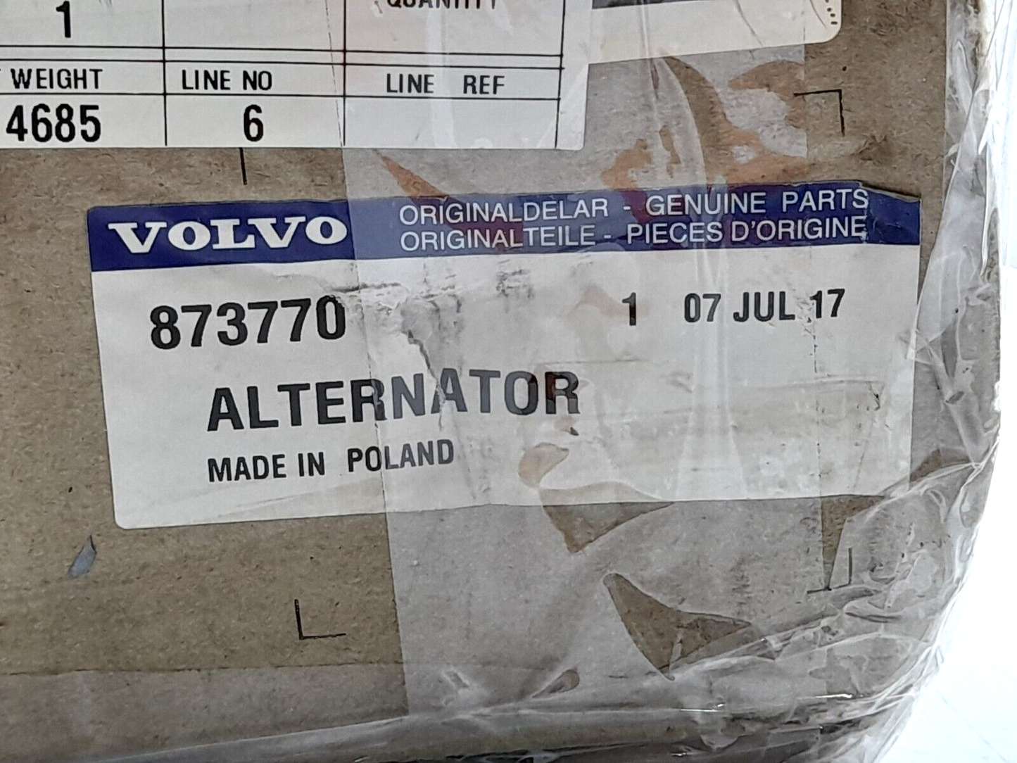 Volvo ALT.A13N285 Alternator 873770 14V 60A C541827A