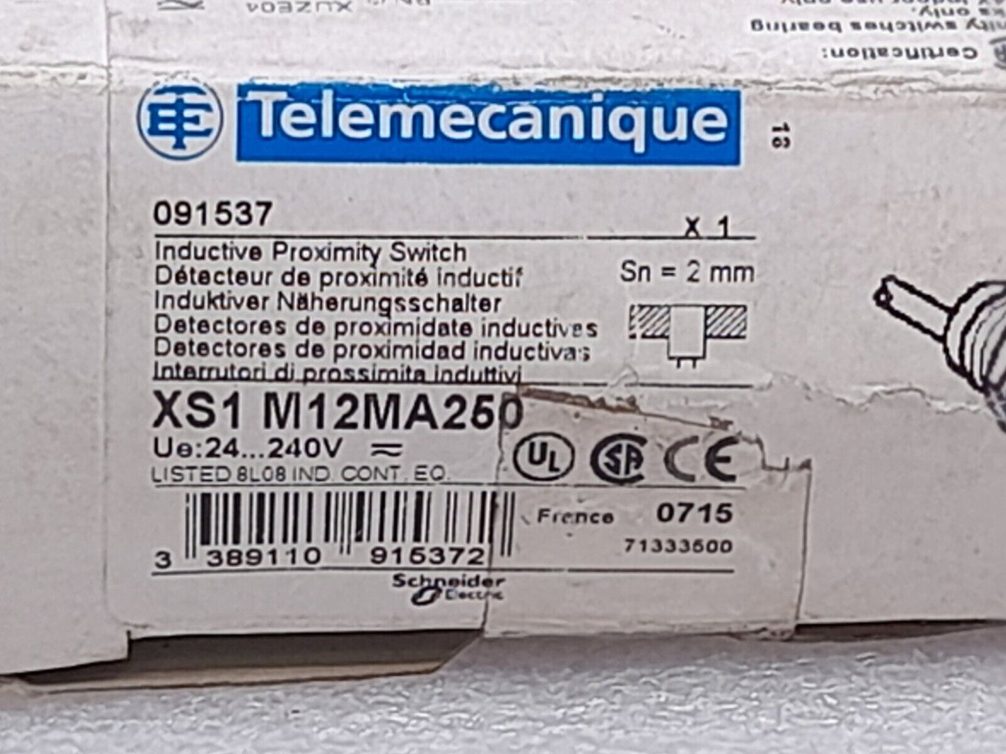 Telemecanique XS1 M12MA250 Inductive Proximity Sensor 091537 24-240VACDC 5-200mA