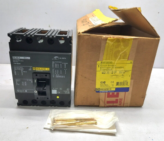 Square D FHP36040 Circuit Breaker 40A 3P 600VAC 250VDC 50/60Hz FH 40A