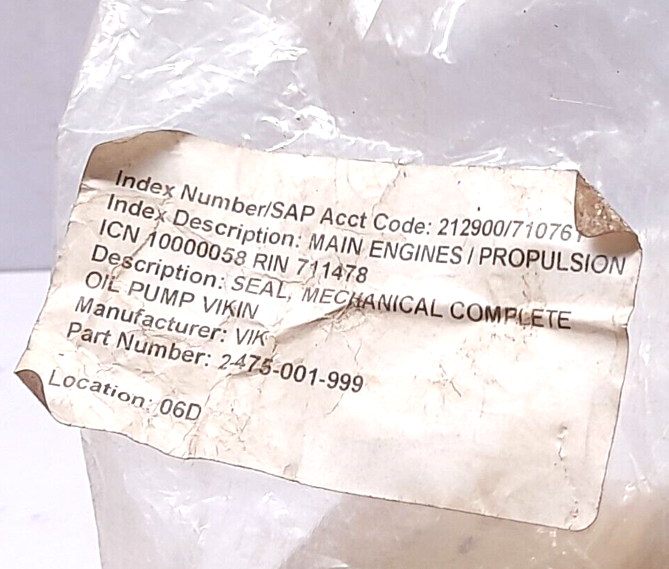 Viking Pump 2-475-001-999 Mechanical Seal 2-475-010 999-00