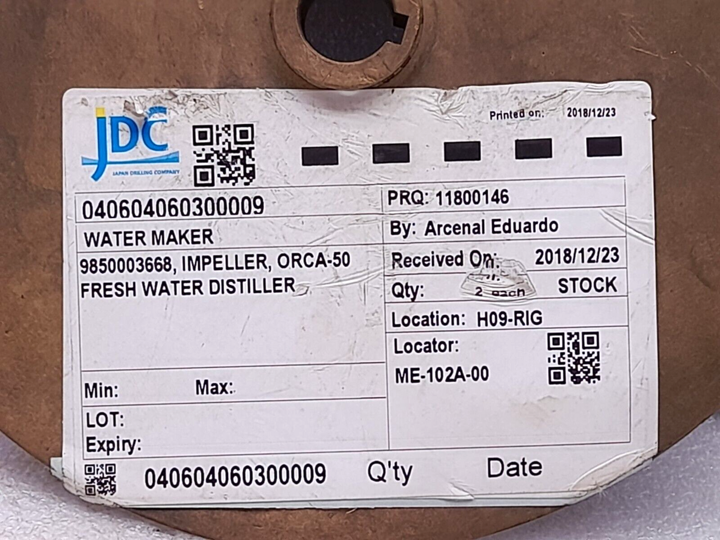 Alfa Laval 9850003668 Impeller ORCA-50 Fresh Water Distiller Impeller D44069 PVV