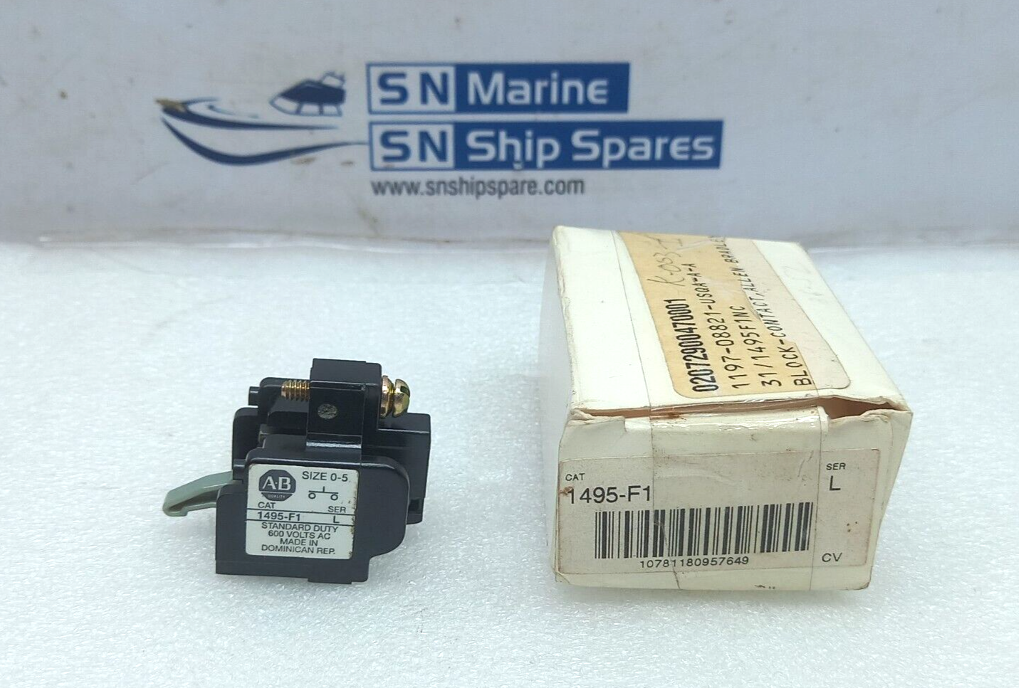 Allen Bradley 1495-F1 Auxiliary Contact Block SER L 600V AC Size: 0-5