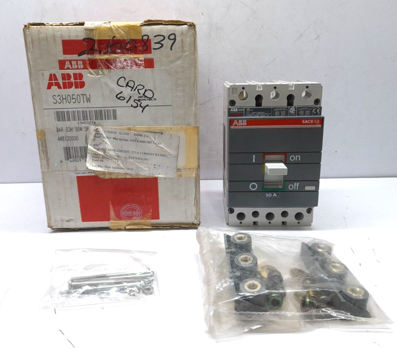 ABB SACE S3 S3H050TW Circuit Breaker S3H 50A BKR S3H 50A 3P