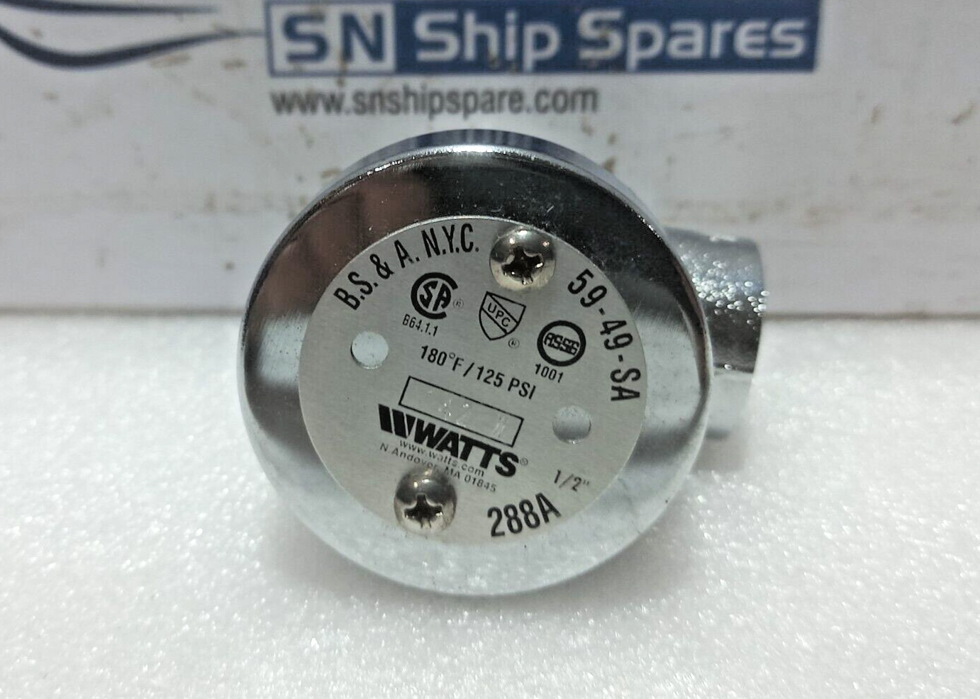 WATTS ½ 288A-SC-Z23 Anti-Shiphon Vacuum Breaker 180°F/125Psi