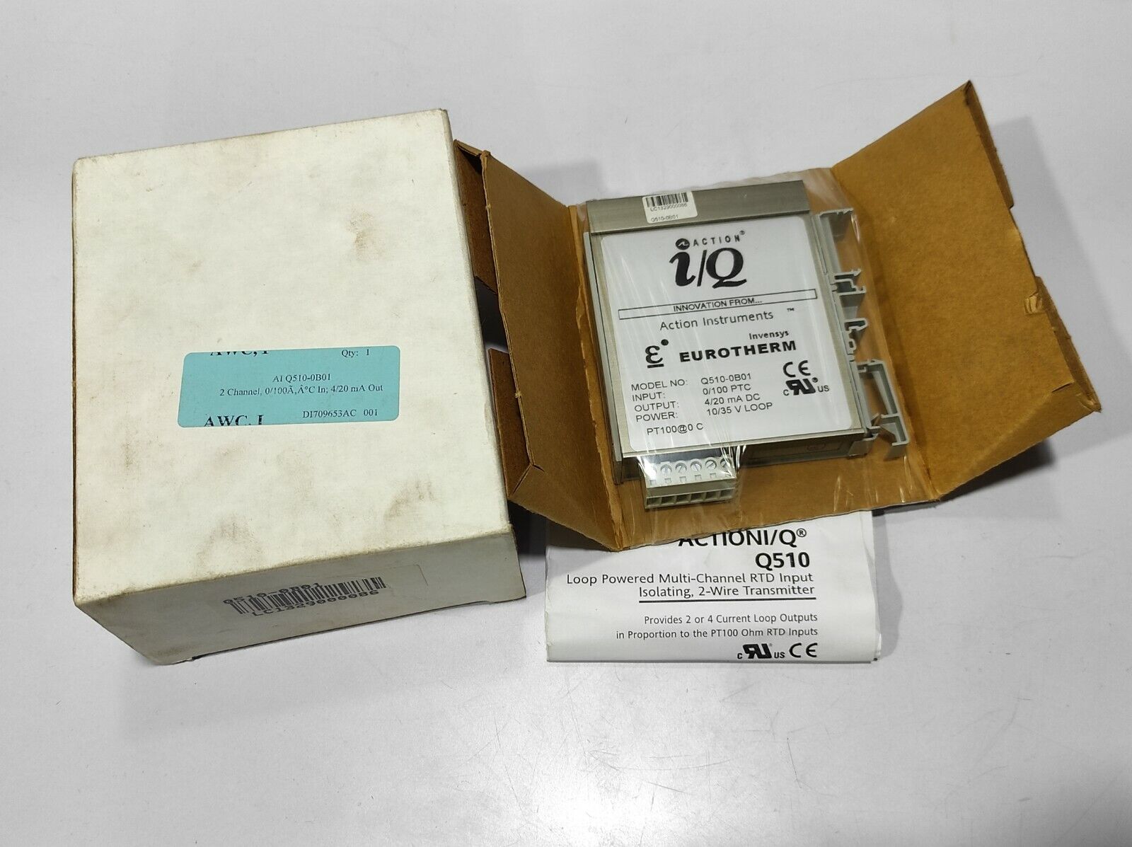 ACTION I/Q EUROTHERM Q510-0B01 RTD INPUT INPUT:0/100 PTC OUTPUT:4/20mA DC POWER