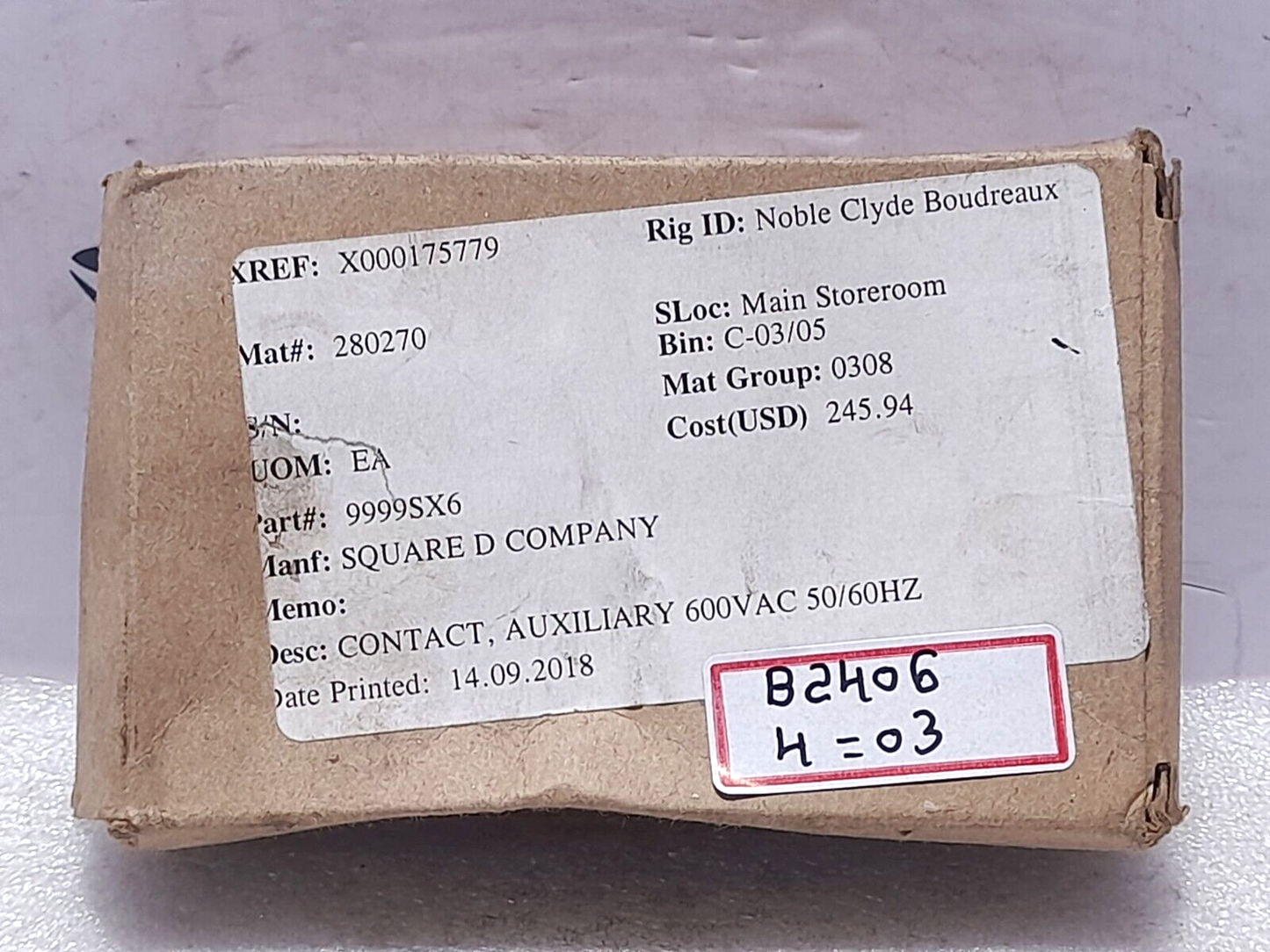 Square D 9999SX7 Auxiliary Contact 600VAC 50/60Hz