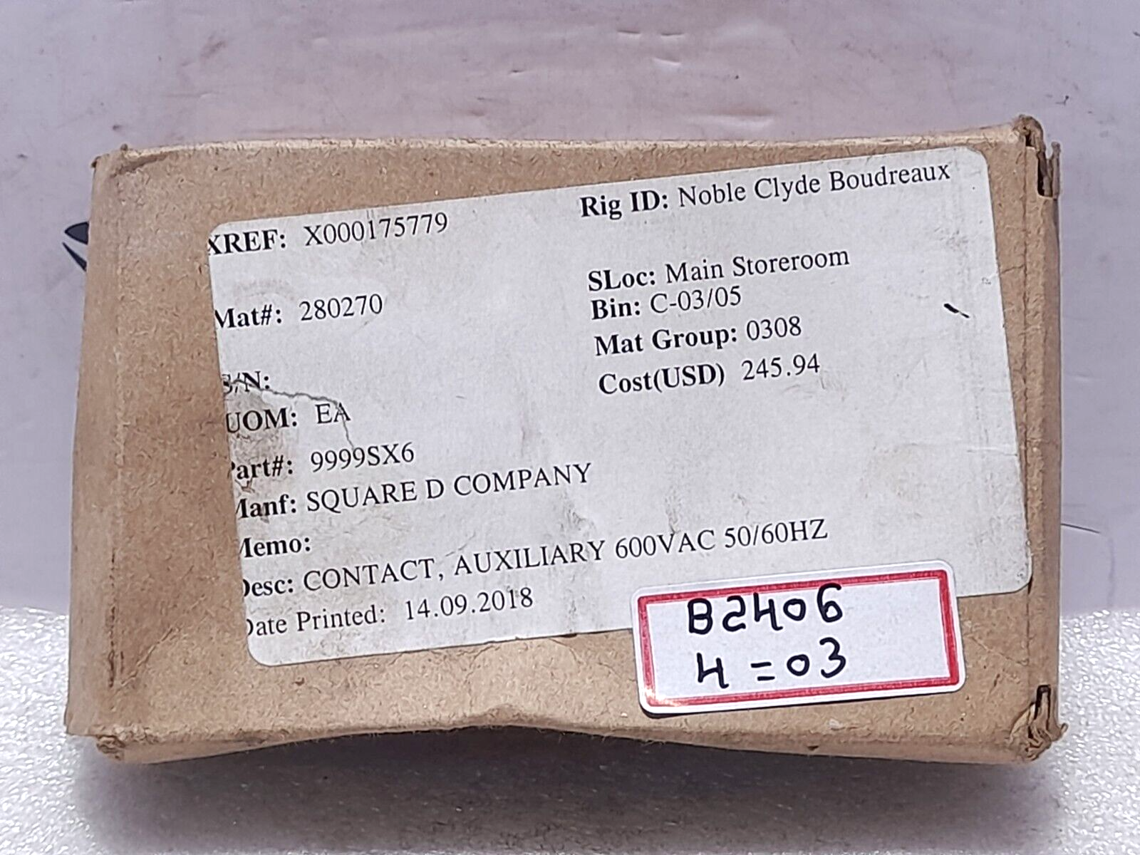 Square D 9999SX7 Auxiliary Contact 600VAC 50/60Hz