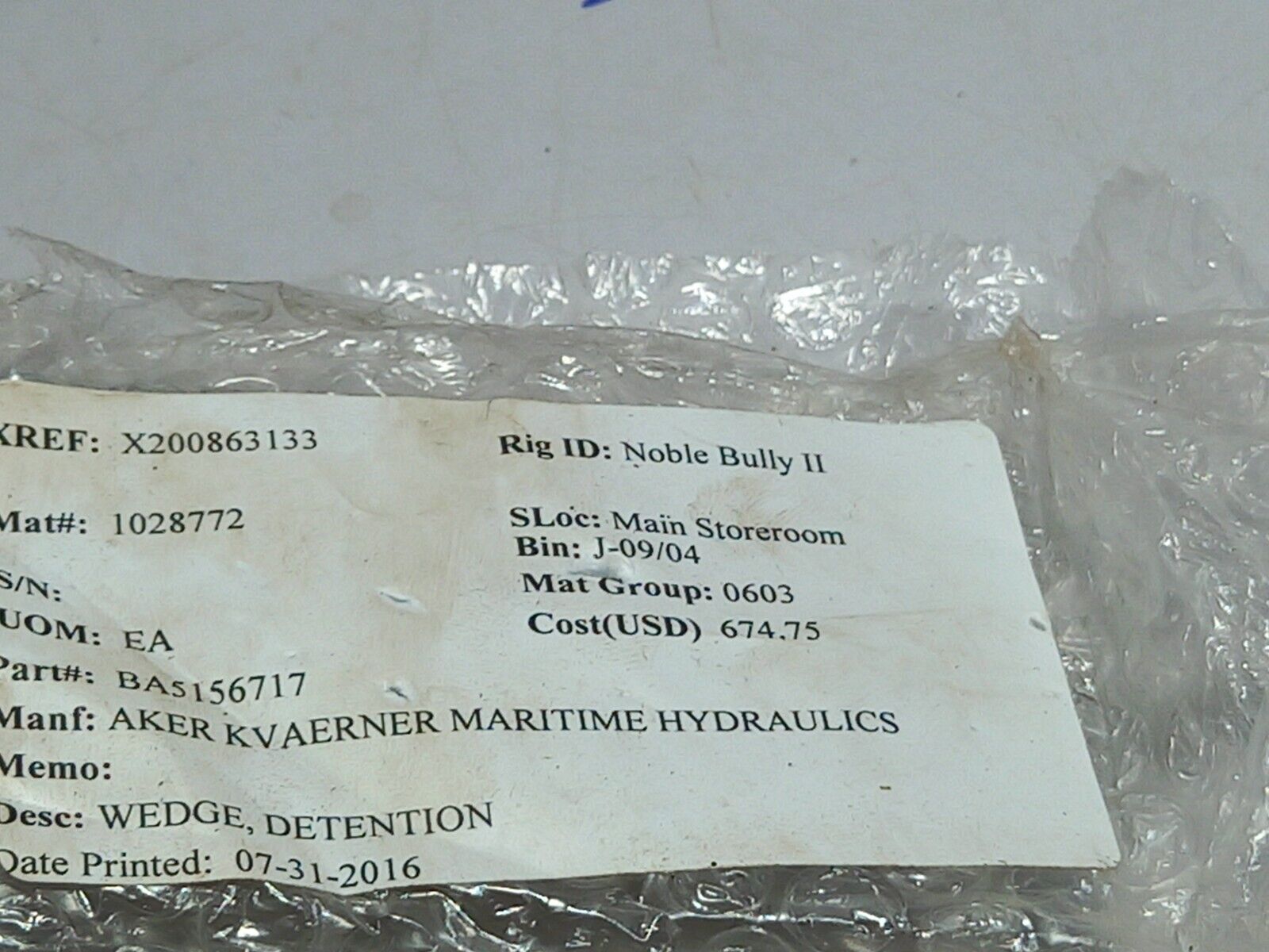 Aker BA5156717 Wedge Detention BA-5156717