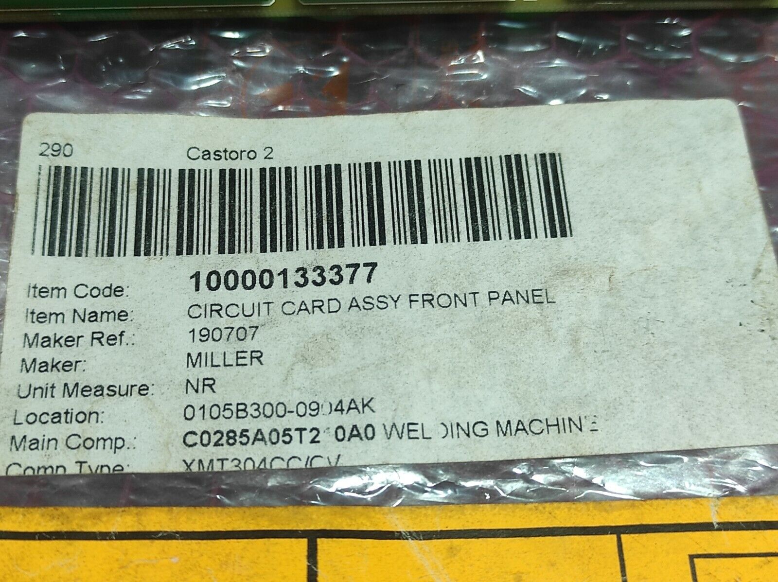 Miller 190707 Circuit Card Assembly Front Panel Tesi SRL Power Supply