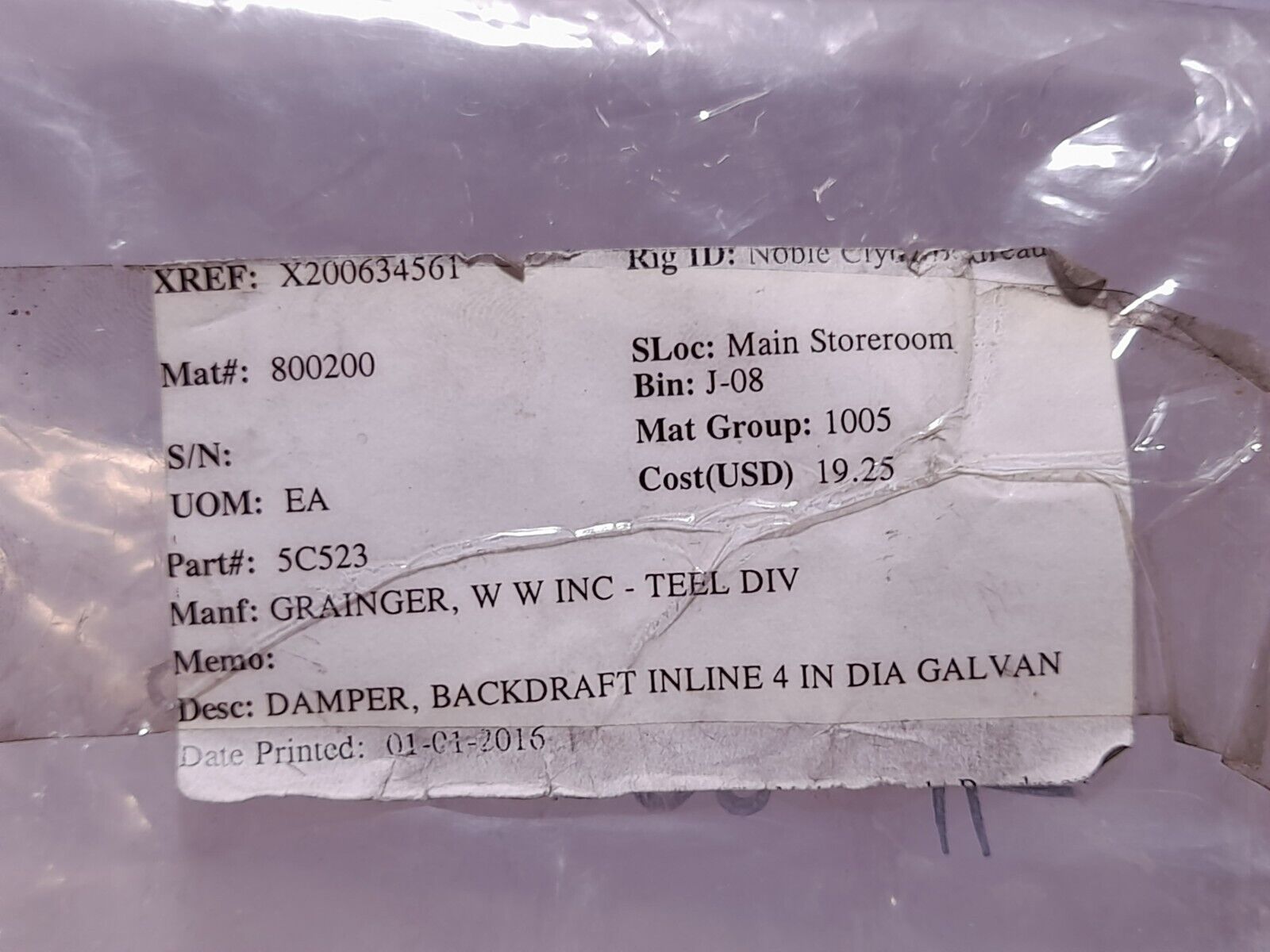 W W Grainger 5C523 Backdraft Damper Inline 4In Dia