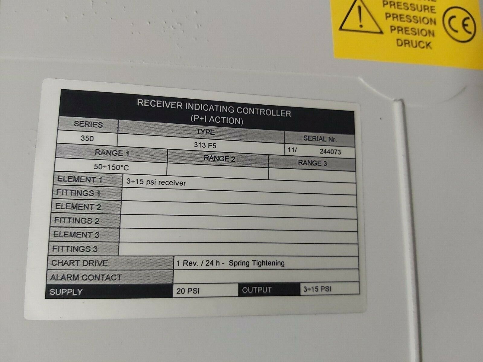 OMC 313F5 PNEUMATIC CONTROLLER RECEIVER INDICATING P+1 ACTION SER-350