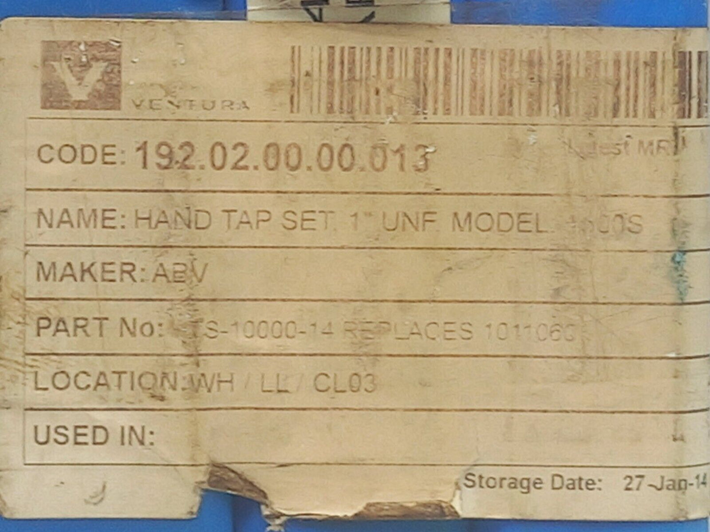 UNS 1”-14 HSS H4 Hand Tap Set ABV HTS-10000-14 3PCs In Lot