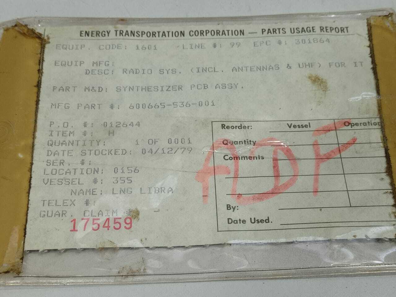 Synthesizer PCB Assembly 600665-536-001  Radio Sys 600665536101 