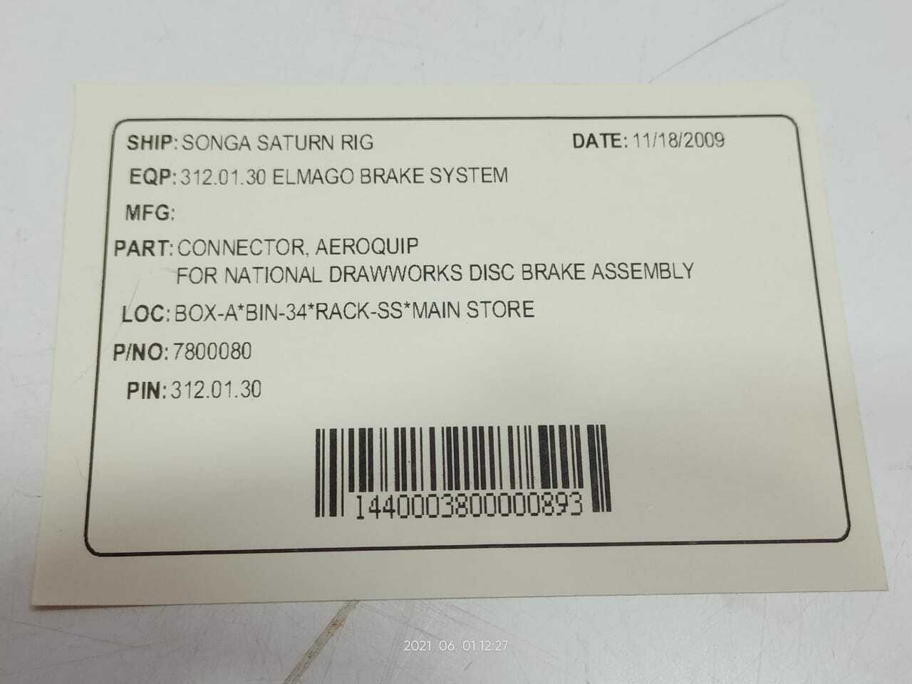 Aeroquip 7800080 Connector 20-Pcs Lot Sale 