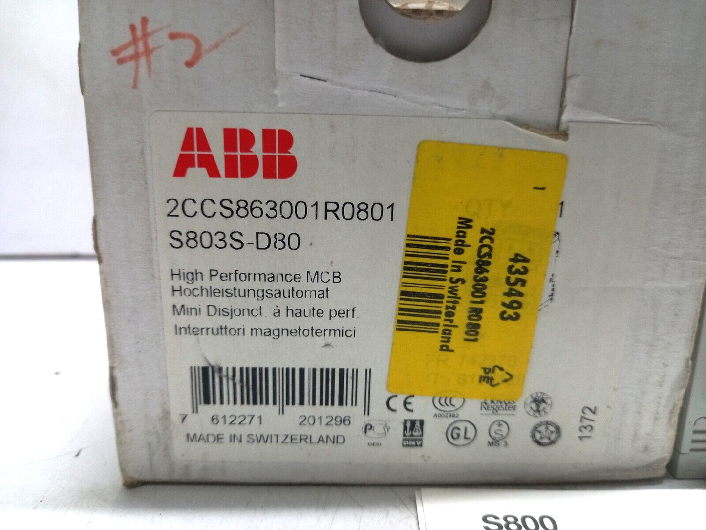 ABB 2CCS863001R0801 High Performance MCB S803S-D80 RS 435493
