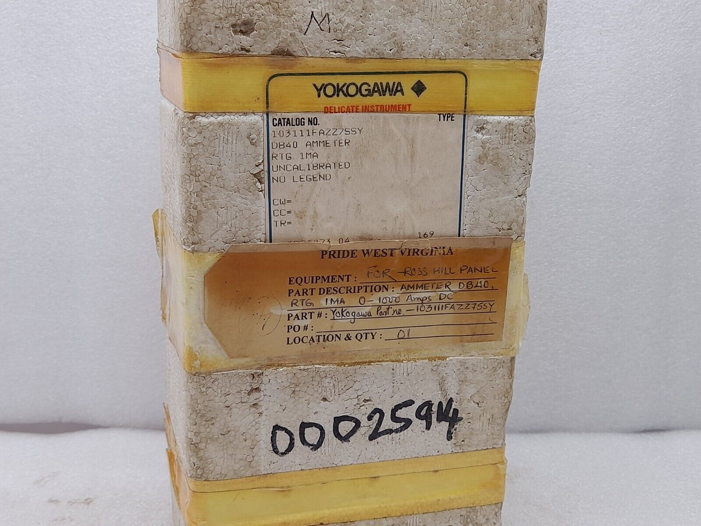 Yokogawa 103111FAZZ7SSY DB40 Ammeter RTG 1MA 0-1000DC Amperes