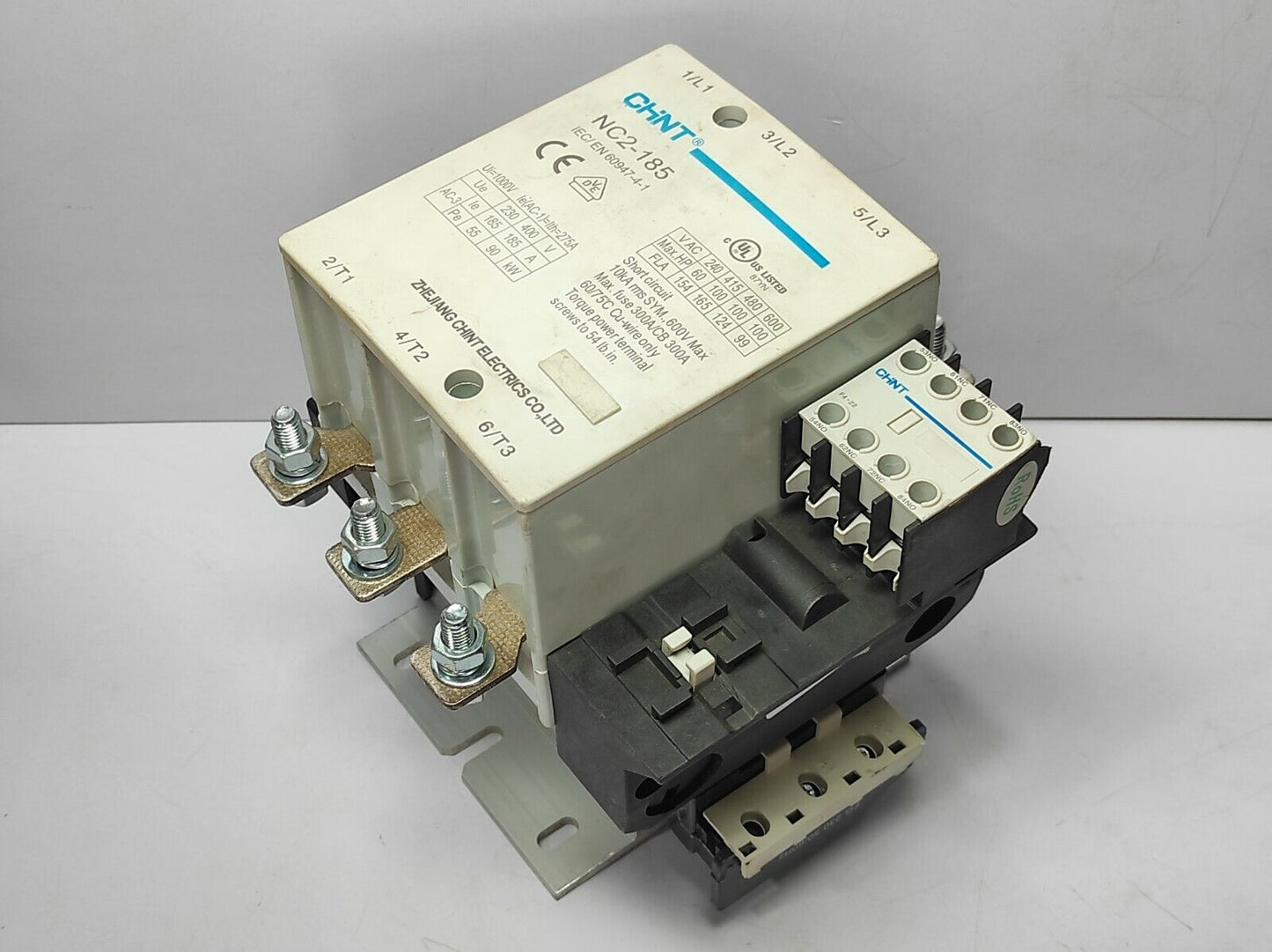 Chint NC2-185 Contactor Ui 1000V Ith 275A Chint FA-22 FG 230 50/60Hz