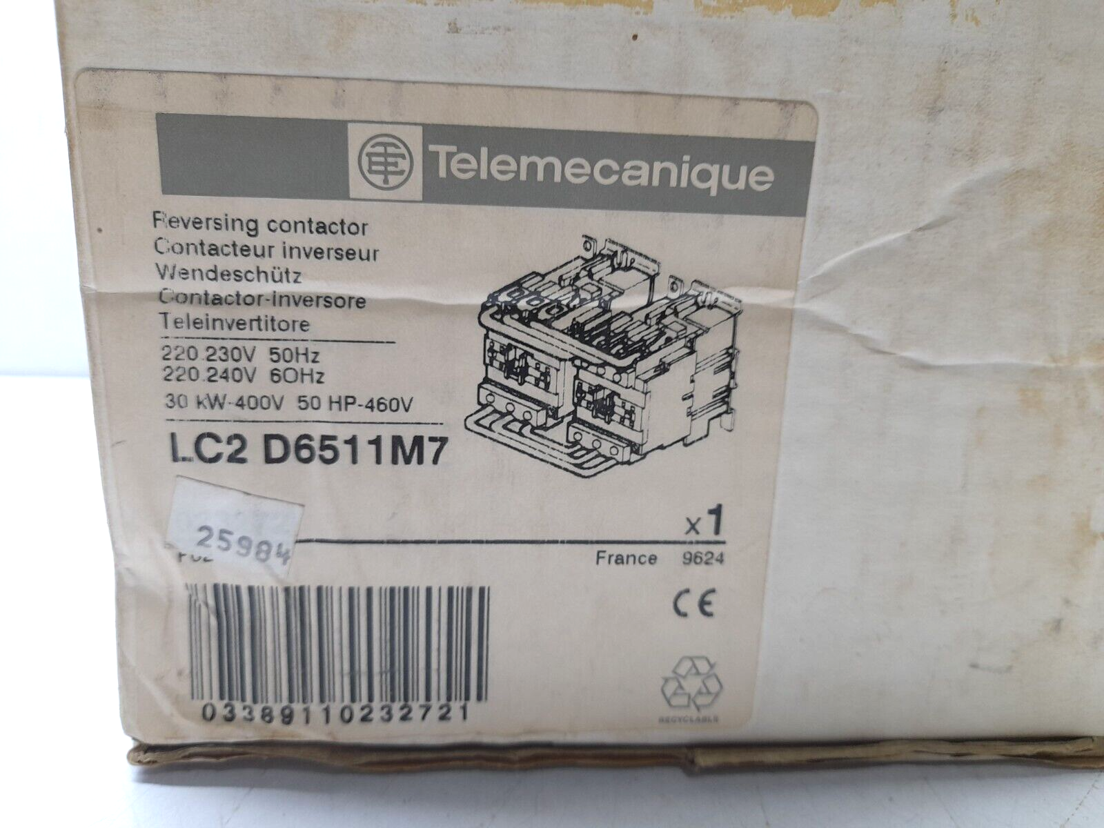 Telemecanique LC2 D6511M7 Reversing Contactor 220-230V 50Hz 220-240V 60Hz LC2D65