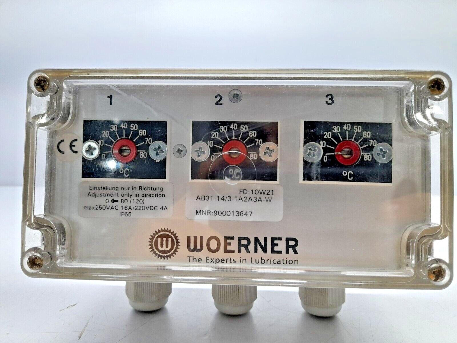 Woerner AB31-143-1A2A3A-W Temperature Controller 900013647 Max 250VAC 16A/220VDC