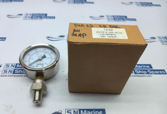 TESS EN 837.1 Pressure Gauge 0-350Psi 0-25Bar