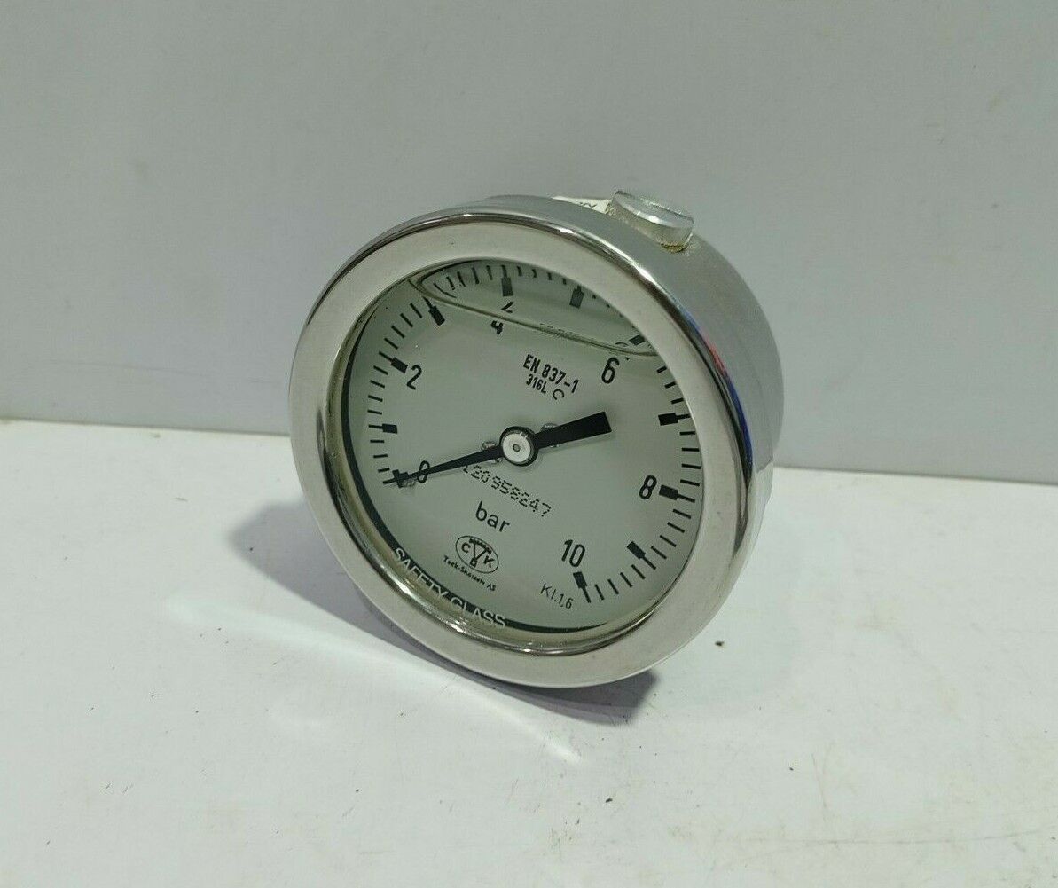Teck Skotselv IM-316-304-G-20-063-¼” NPT 0-10 Manometer 63MM 0-10Bar ¼“ NPT