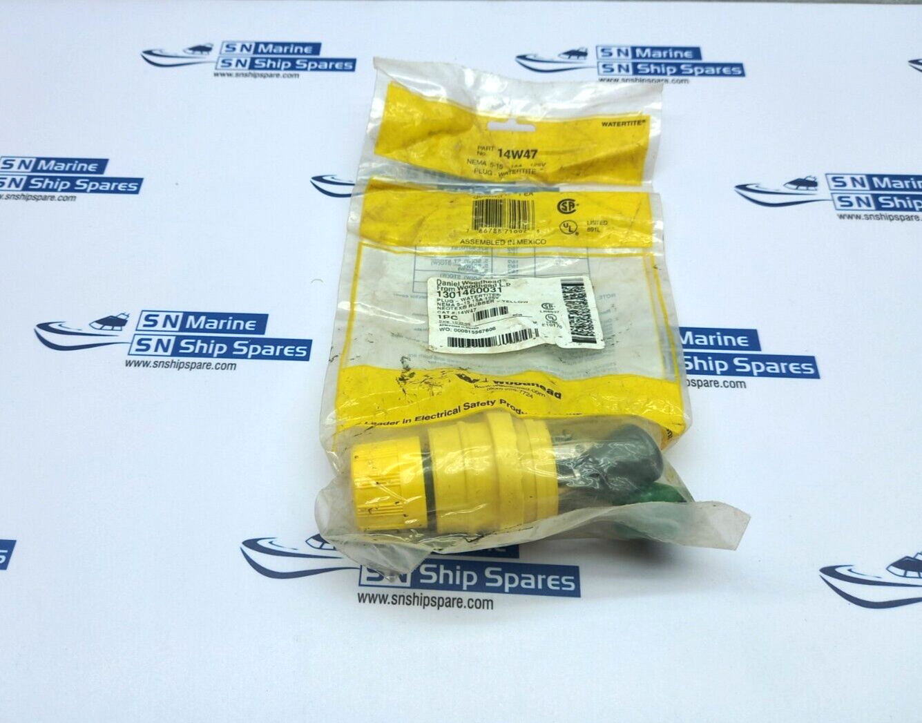 Woodhead 130146003 Yellow Rubber Plug NEMA-5-15 15A 125V