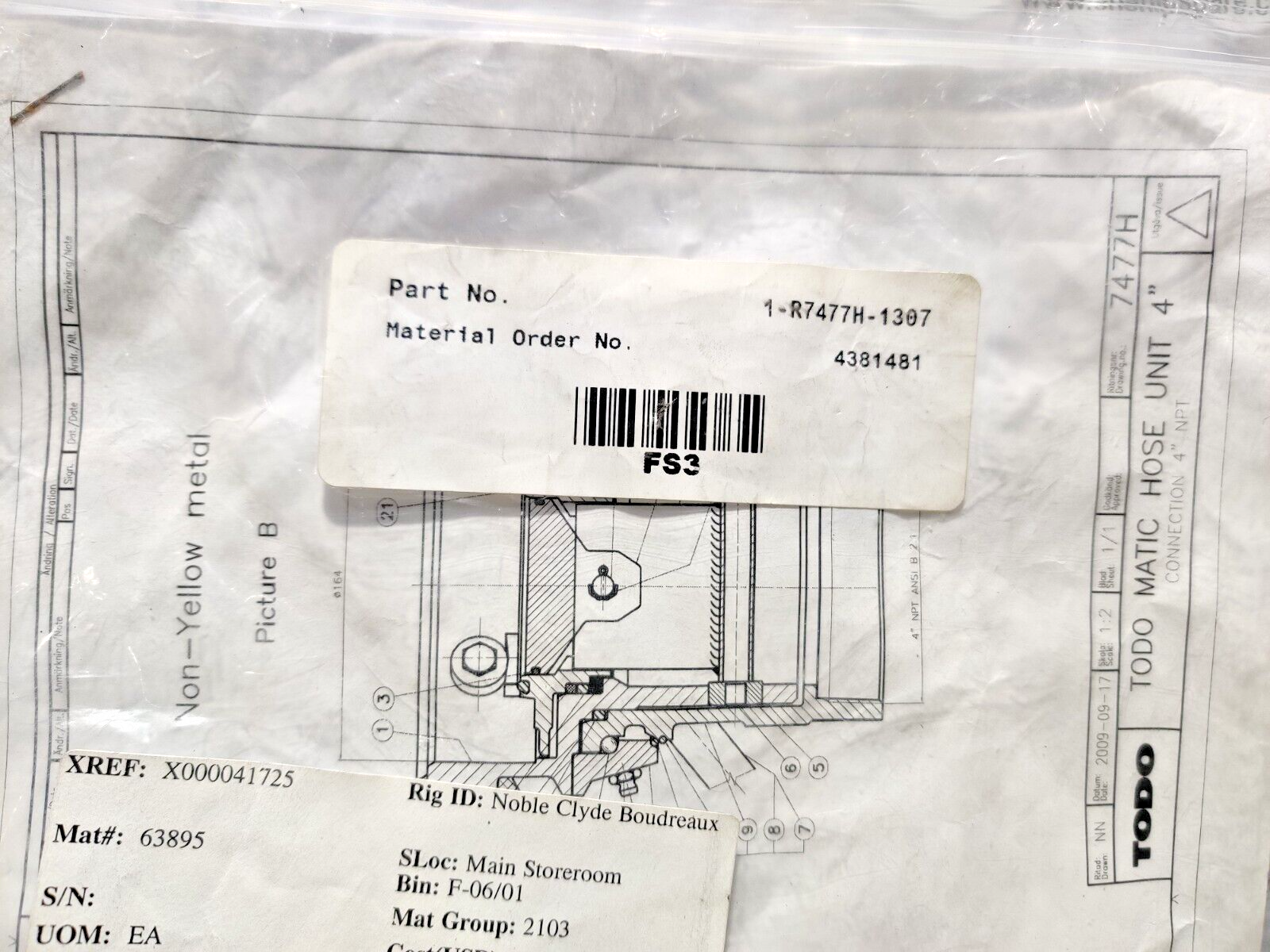 Todomatic 1-R7477H-1307 Valve Repair Kit For 4 inch Size