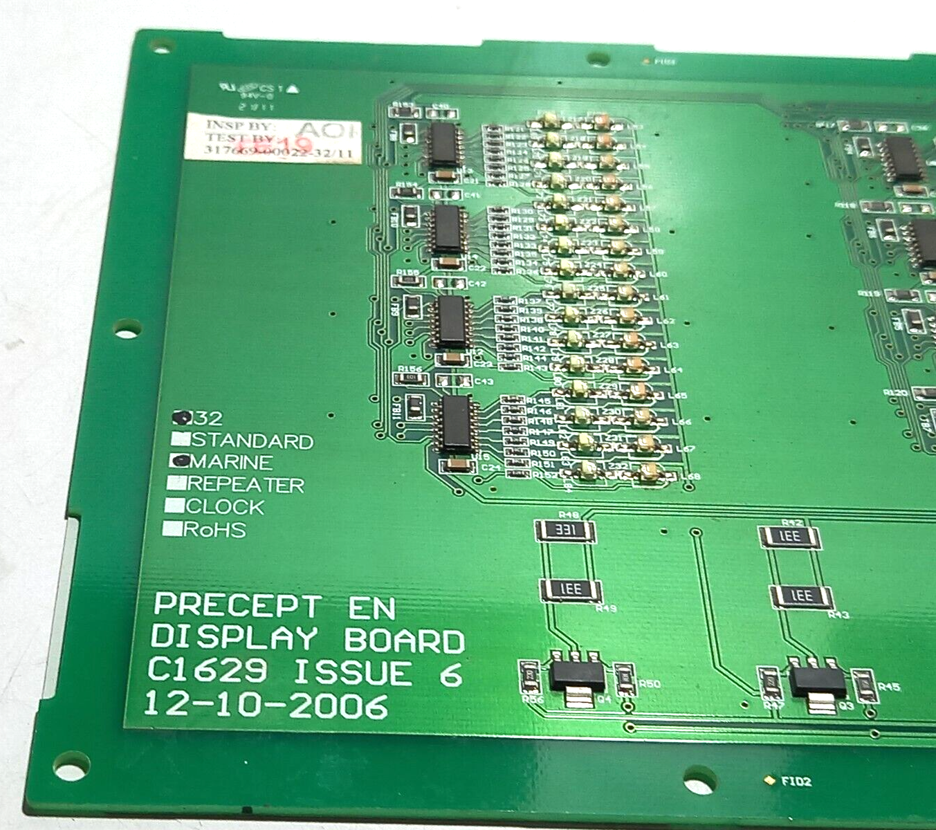 Tyco C1629 Issue 6 Display PCB T.S.P. 1800610-32