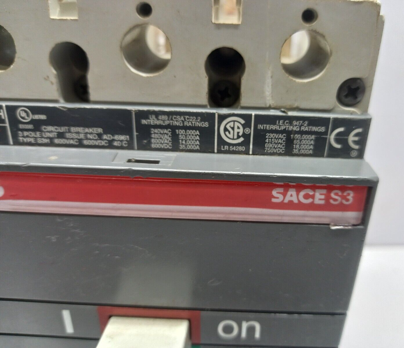 ABB SACE S3 S3H Circuit Breaker 50A 600VAC 600VDC 3 Pole