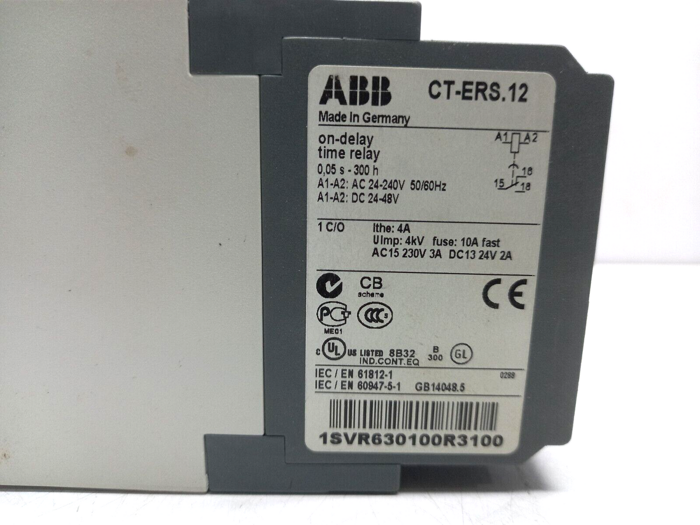 ABB 1SVR630100R3100 CT-ERS.12 On Delay Time Relay CT-ERS