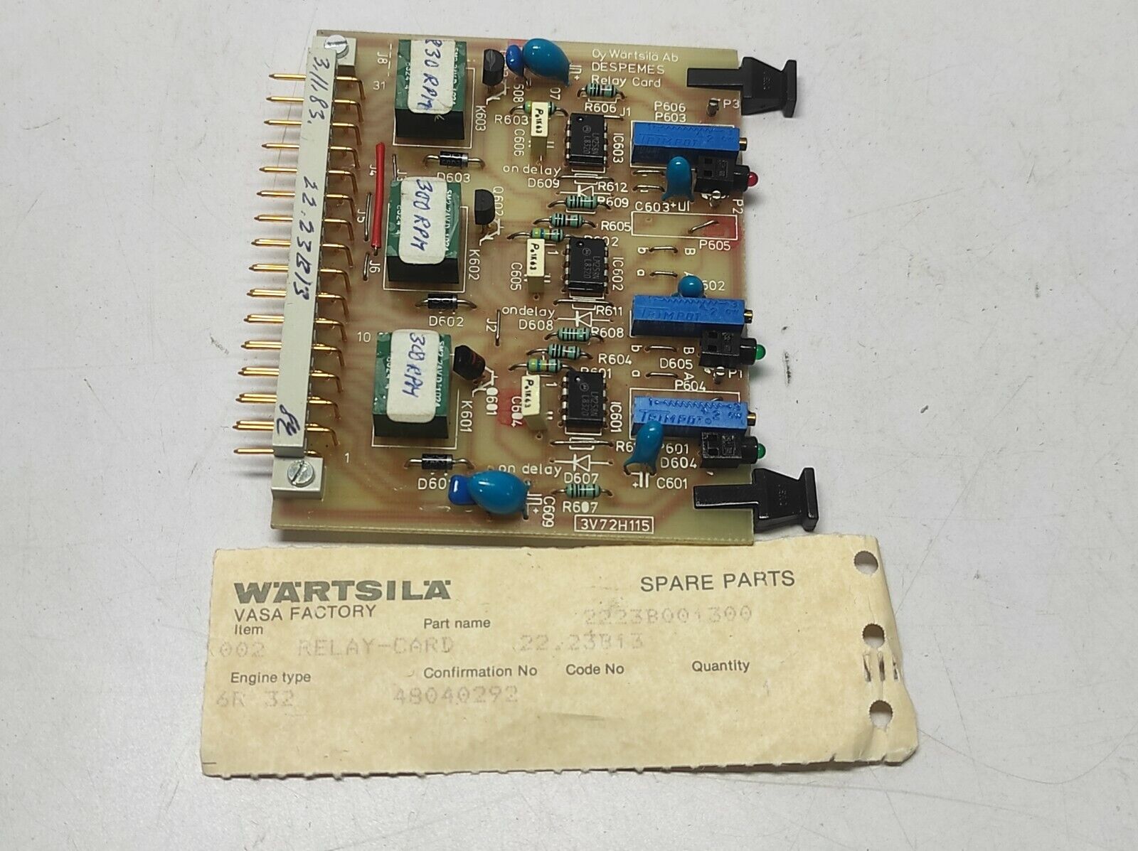 Wartsila 3V72H115 Relay Card 2223B001300 22.23B13