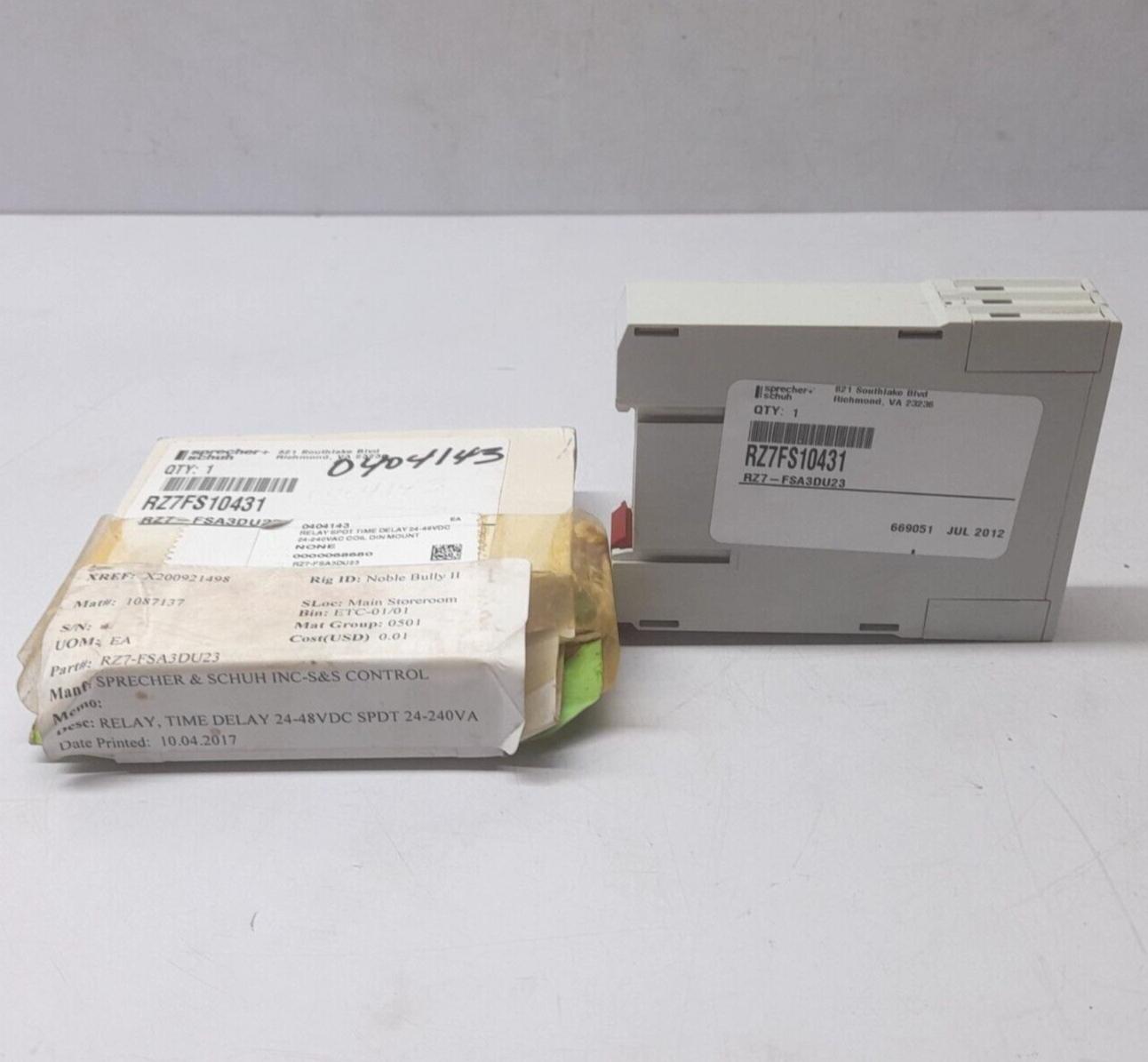 Sprecher Schuh RZ7FS10431 Time Delay Relay RZ7-FSA3DU23 1.5…30s 240VAC 48VDC