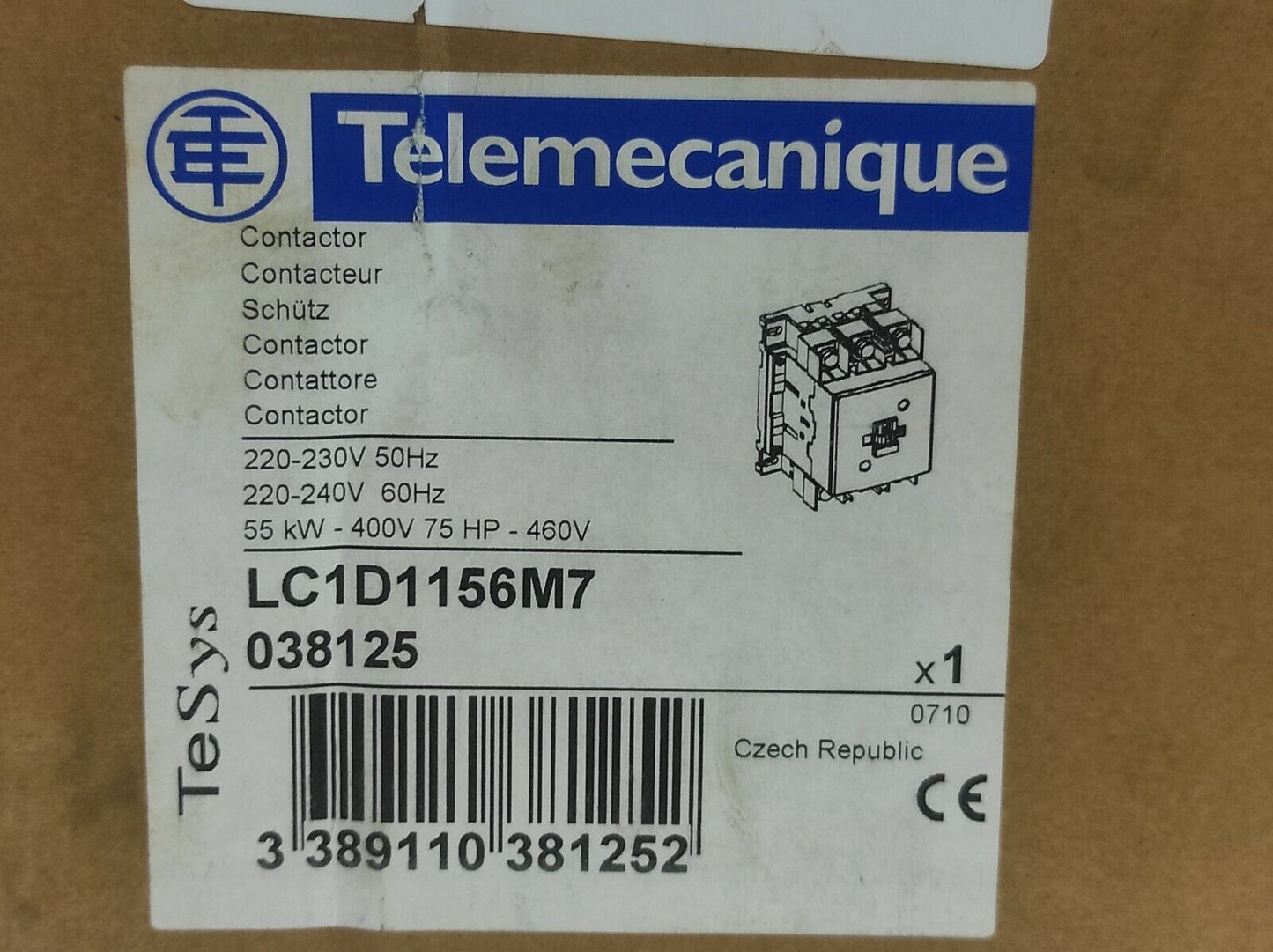 Telemecanique LC1D1156M7 Contactor  220-230V 50Hz 220-240V 60Hz