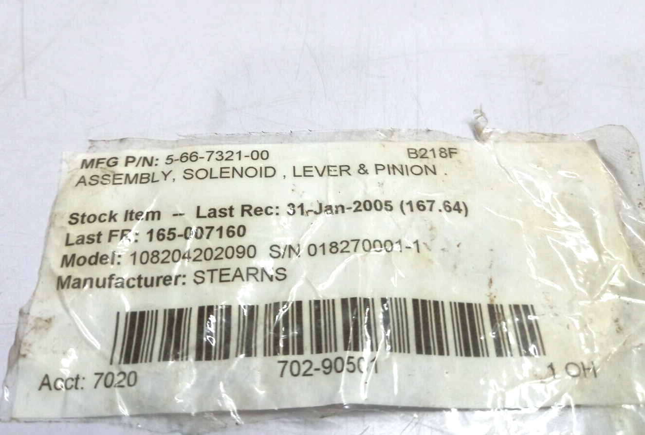 Sterns 5-66-7321-00 Lever & Pinion Solenoid Assembly 566732100