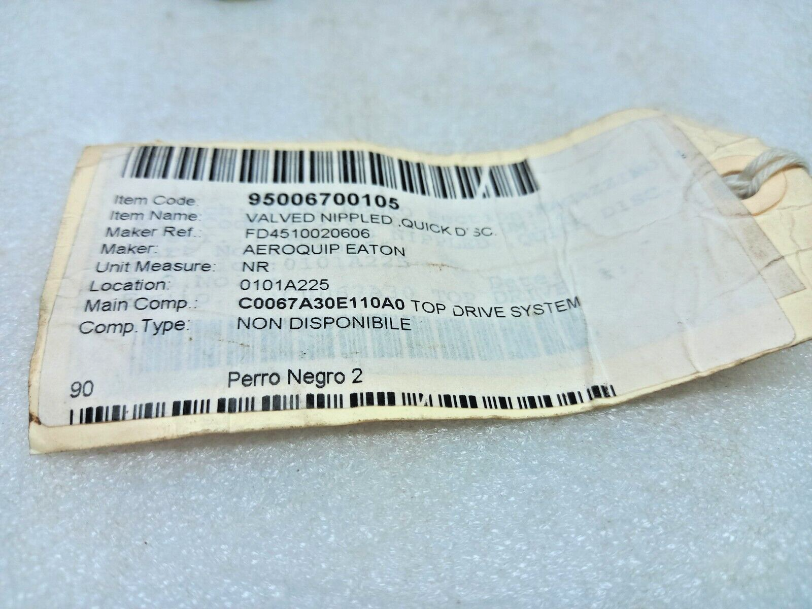 Aeroquipe FD45-1002-06-06 Quick Disconnector Nippled Valve Eaton