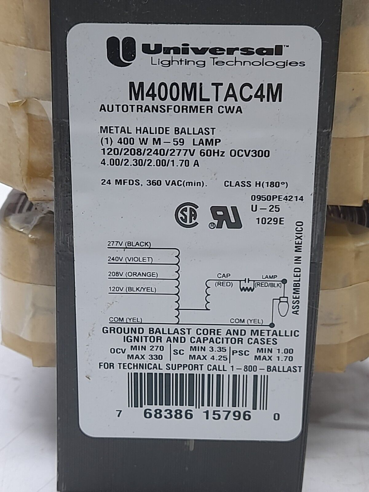 Universal Lighting Technologies M400MLTAC4M-500K Metal Halide Ballast