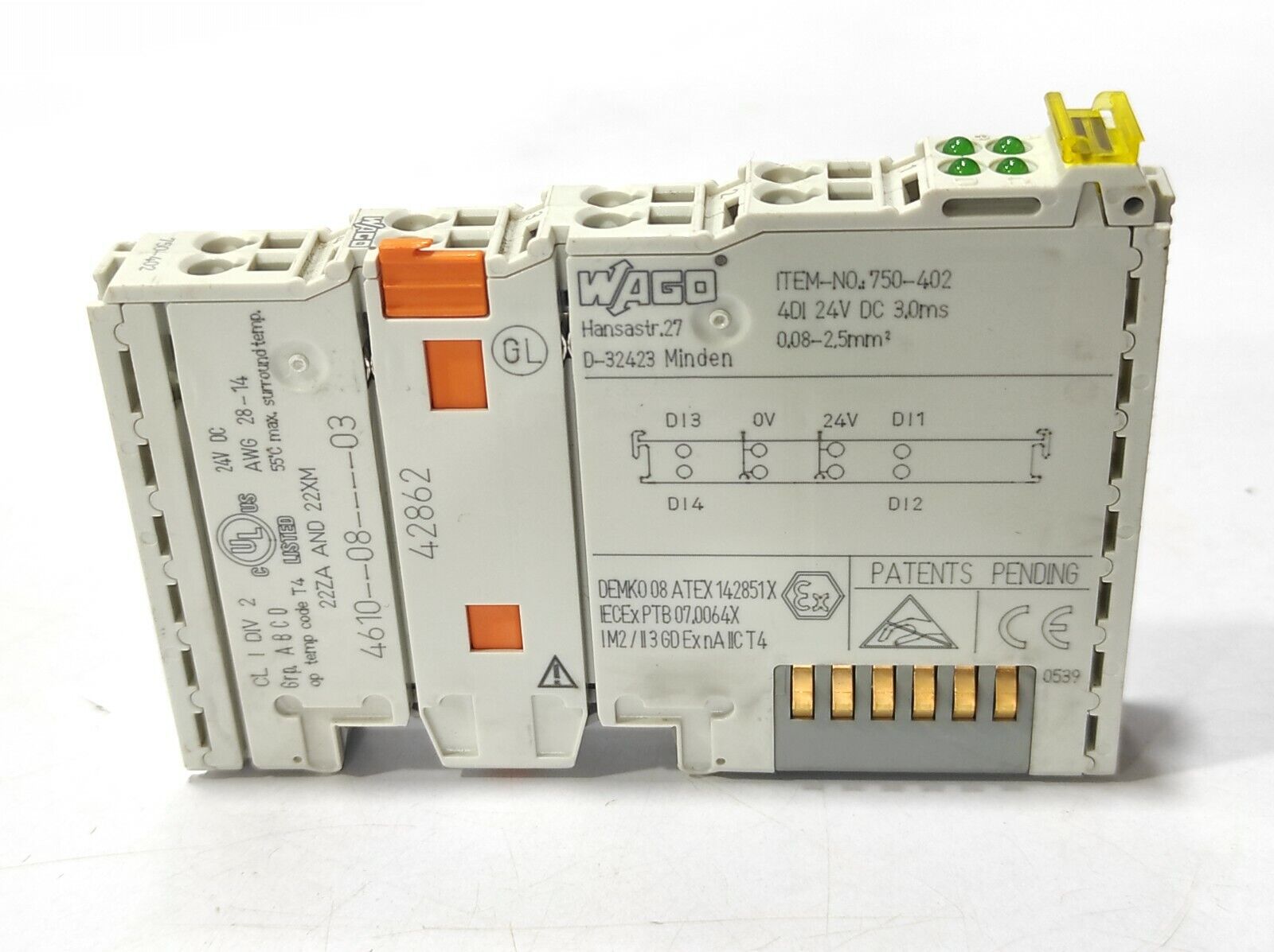 Wago 750-402 4-Channel Digital Input Module 750402 4DI 24V DC 3.0ms