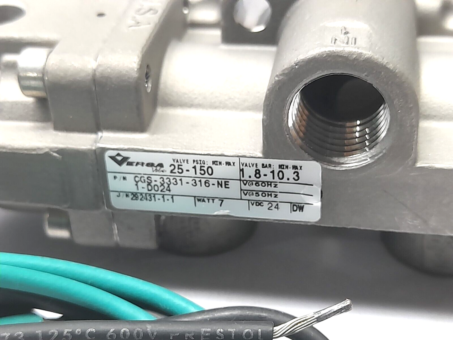 Versa CGS-3331-316-NE1-D024 Solenoid Valve 24VDC 7W PSIG 25 Min-150 Max Bar 1.8