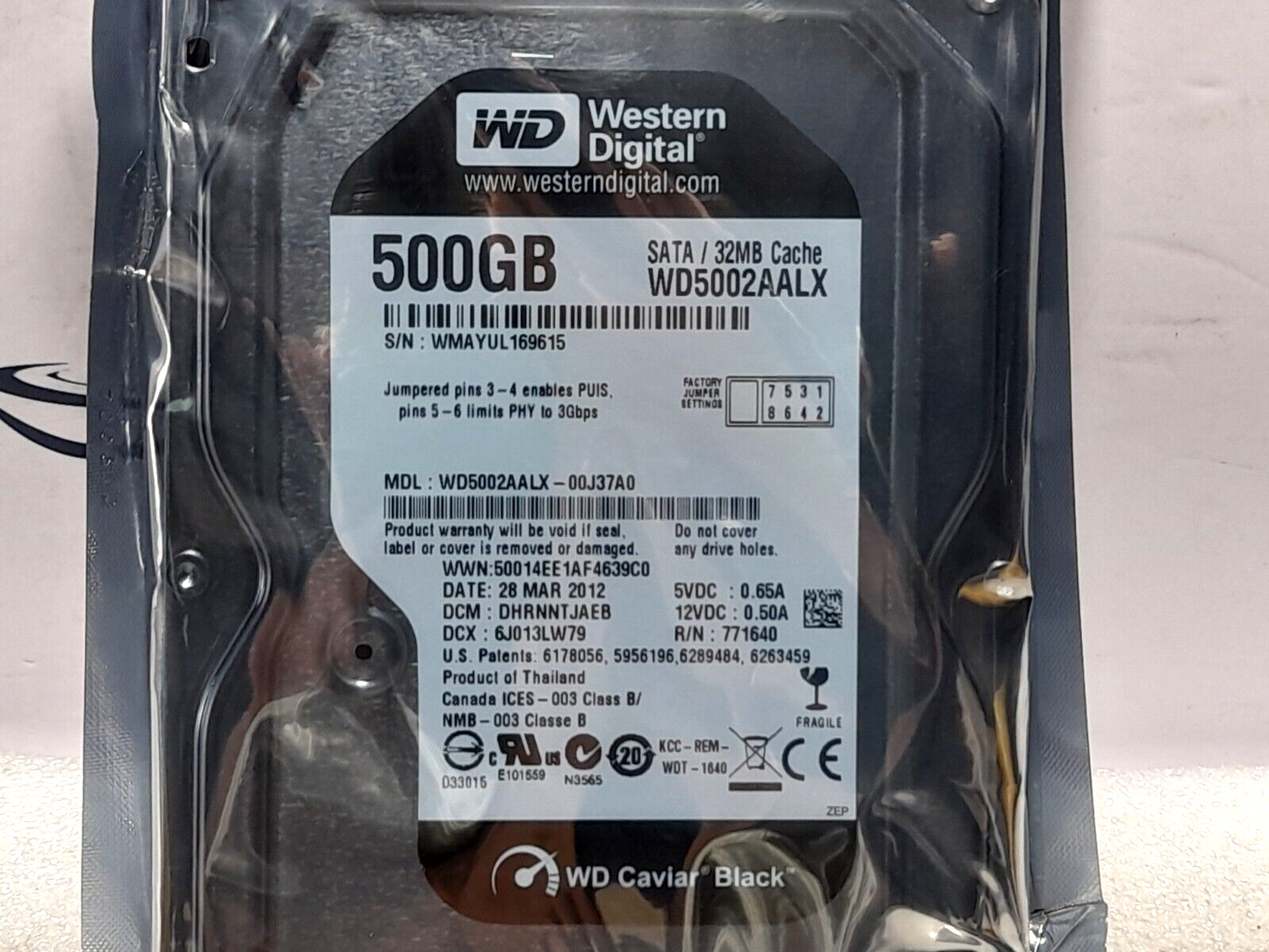 Western Digital WD5002AALX NOV Martin Decker P821002352-7 500GB Hard Disk